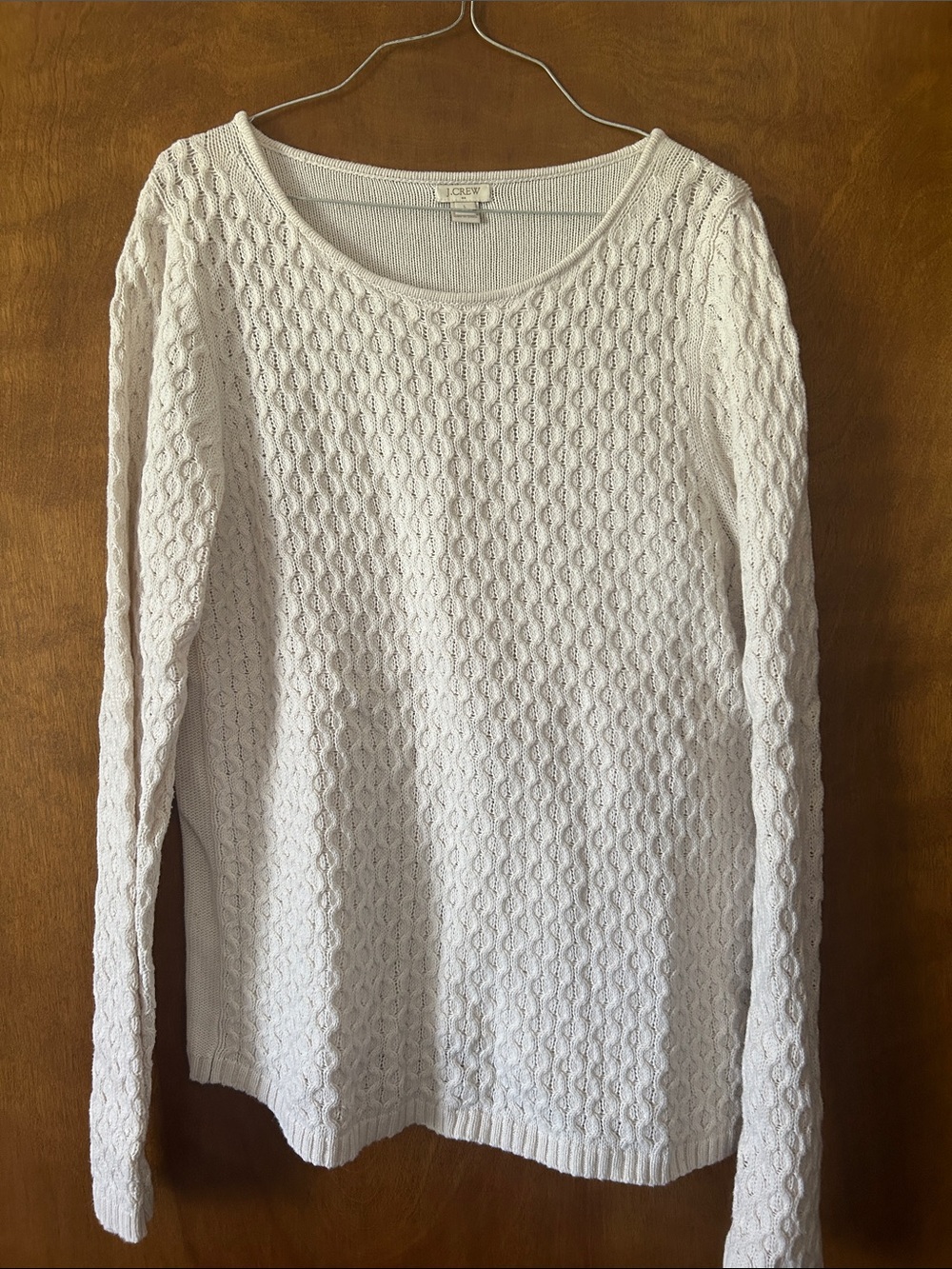 J. Crew Off-White Cable Knit Scoop-Neck Sweater
